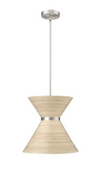 ML Lighting | Jaycen Collection | 47001-BN | 1 Light Pendant in Brushed Nickel Finish with Nature Bamboo Nature Shade | Perfect for Kitchens, Dining Rooms, Living Rooms, Entryways, Hallways - color: Brushed Nickel