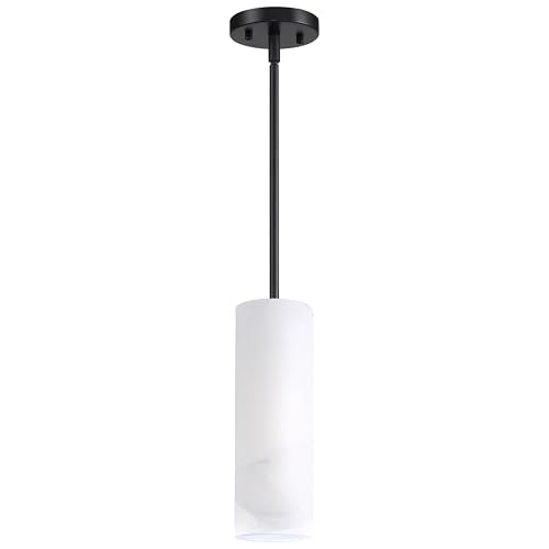1 Light Hanging Natural Alabaster Marble 2 Pack Pendant Ceiling Light Fixture,Modern Industrial Farmhouse Kitchen Island Light Black Finish Over Sink Restaurant bar Corridor - color: Black 3.2" Marble, size: 2 Pack