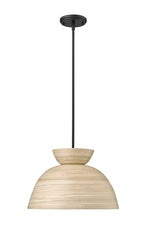 ML Lighting | Jaycen Collection | 48001-MB | 1 Light Pendant in Matte Black Finish with Nature Bamboo Nature Shade | Perfect for Kitchens, Dining Rooms, Living Rooms, Entryways, Hallways - color: Matte Black