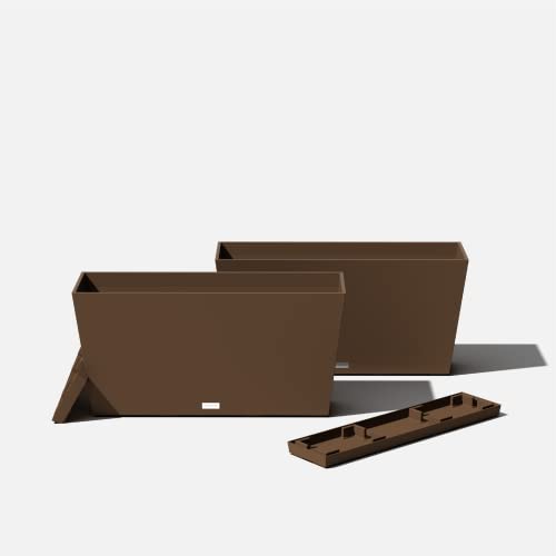 Veradek Midori Long Trough Planter (Espresso, 31 inch - 2 Pack with 2 Saucer Trays) - color: Espresso, size: 31 inch - 2 pack with saucers
