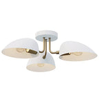 Nathan James Argo Semi Mount Flush Ceiling Light, 3-Lights Modern Retro Lighting with White Rounded Shades for Hallway, Dining Room and Bedroom, Brass Gold/White - color: Brass Gold/White, size: 1