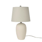 Nourison Home 23" Natural White Ceramic Jar Table Lamp for Bedroom, Living Room, Dining Office, with Off-White Shade - color: Off-White, size: 1 Lamp - Drum Shade