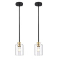 Black Brass Pendant Lights Kitchen Island - Clear Glass Pendant Light Fixture Multiple Stems Rods 3 Units 12 Inch 3 Units 4 Inch (2 Pack Black Brass Downrod) - color: Black+brass 2PK