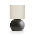 Modern Black Small Table Lamp with Cotton Linen Shade, 6.2×6.2×10.4 inch LED Desk Light, One-Button Switch for Bedroom, Living Room, Nightstand, Includes Warm Light Bulb - color: Black, size: Pack of 1