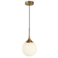 KCO Lighting Mid Century Modern Milk Glass Pendant Light Large White Globe Hanging Light Gold Ceiling Light Fixture 1 Light Pendant Lighting Brushed Brass Hanging Light Fixture - color: White