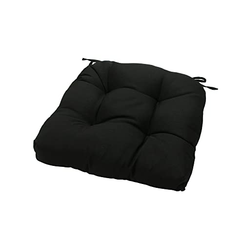 Magpie Fabrics Patio Tufted Seat Cushions 19"x19" with Ties, 2 Pack, U-Shape Waterproof Outdoor/Indoor Chair Pads for Garden Dining Office, Tatami Floor Pillow Meditation(Black Olefin)