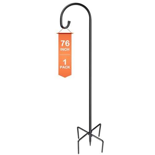 Ottsuls Bird Feeder Pole, 76 INCH Heavy Duty Shepherds Hooks for Outdoor with 5 Prong Base, Adjustable Stand Hanger for Garden Plant, Hummingbird Feeder, Lantern, Hanging Wedding Decor (1 Pack) - size: 76 INCH, style: B-1 Pack