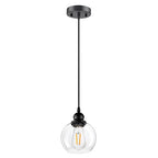 Pendant Lights Kitchen Island, Black Pendant Light with Glass Lampshade, 71 Inch Adjustable Hanging Lamp for Kitchen Living Room, Modern Farmhouse Industrial Ceiling Lighting Fixture(E26 Base,No Bulb) - size: 1Light - D 5.91 IN