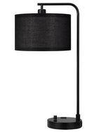 Innqoo Black Table Lamp for Bedroom with USB Port and Outlet, Dimmable Nightstand Bedside Lamps with Linen Lampshade, Desk Lamp for Home Office, Living Room, Guest Room, LED Bulb Included - color: G-Black Shade & Black Base