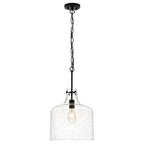 12" Black Seeded Glass Pendant Light, Modern Hand-Blown Bubble Glass Hanging Ceiling Light Fixture for Kitchen Island, Dining Room, Hallway, Farmhouse Entryway, E26 Dimmable Pendant Lighting - color: Chain Black-Seeded Glass