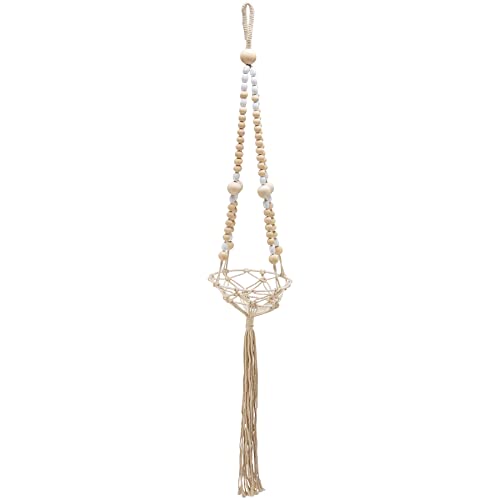 Primitives by Kathy Boho Style Wood Beaded Macrame Details Plant Hanger