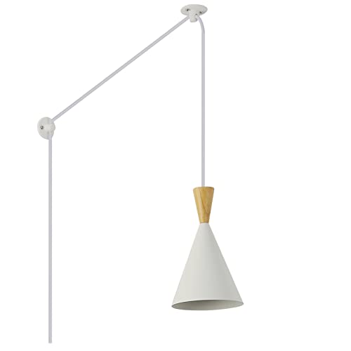 Modern plug in Pendant Light Kitchen, Adjustable chandelier hanging lamps that plug into wall outlet for Dining Room, Bedroom, Living room, ontemporary wall Décor white (No bulb) - size: funnel pendant light white