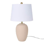 Nourison Home 23" Light Pink Ceramic Jar Table Lamp for Bedroom, Living Room, Dining Office, with White Shade (Pack of 1) - color: Blush Pink, size: 1 Lamp - Drum Shade