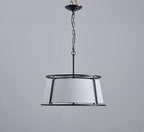 Shrine Lighting Drum Chandeliers, Modern Style, Perfect Pendant Light Fixture for Dining Room, Living Room, D20'' x H9'', Adjustable Chains 59'', E12*4 Sockets, White Lampshade & Black Finish Frame - color: Black D19.7''
