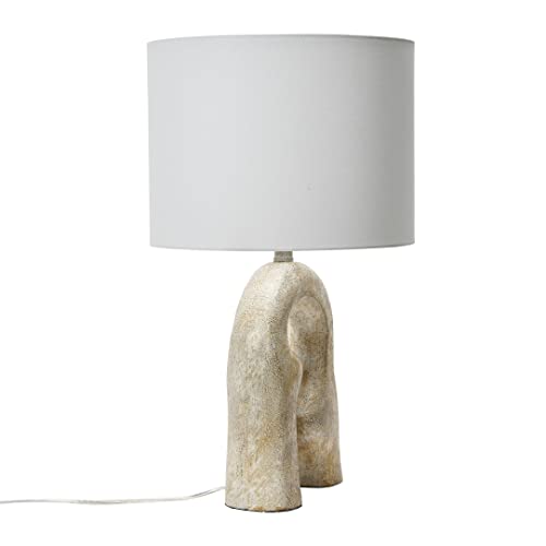 Creative Co-Op Modern Abstract Sculptural Table Lamp with Drum Shade, Distressed Natural - color: Natural