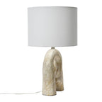 Creative Co-Op Modern Abstract Sculptural Table Lamp with Drum Shade, Distressed Natural - color: Natural