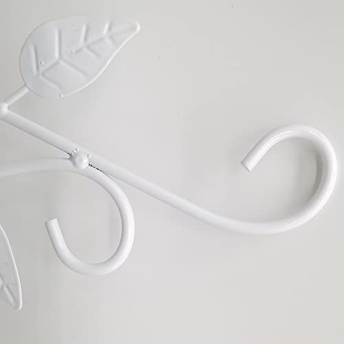 RONYOUNG 4PCS Hanging Plant Bracket 12in Metal Wrought Iron Planter Hooks Wall Mounted Decorative Hanger Hook for Hanging Indoor Outdoor Planter Flower Pot Bird Feeder Wind Chime Lanterns (White)