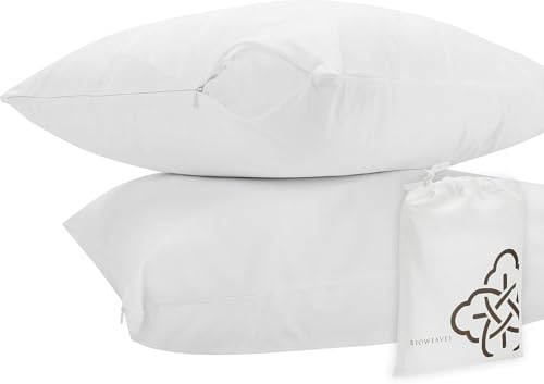Bioweaves 100% Organic Cotton Breathable Pillow Protectors GOTS Certified with Zipped Closure – Youth - 16” x 22”, 2-Pack - size: Youth - 16"x22" - 2 pack