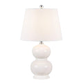 SAFAVIEH Lighting Collection Everlee Modern Contemporary Ivory Ceramic Double Gourd 22-inch Bedroom Living Room Home Office Desk Nightstand Table Lamp (LED Bulb Included) - color: Ivory