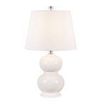 SAFAVIEH Lighting Collection Everlee Modern Contemporary Ivory Ceramic Double Gourd 22-inch Bedroom Living Room Home Office Desk Nightstand Table Lamp (LED Bulb Included) - color: Ivory