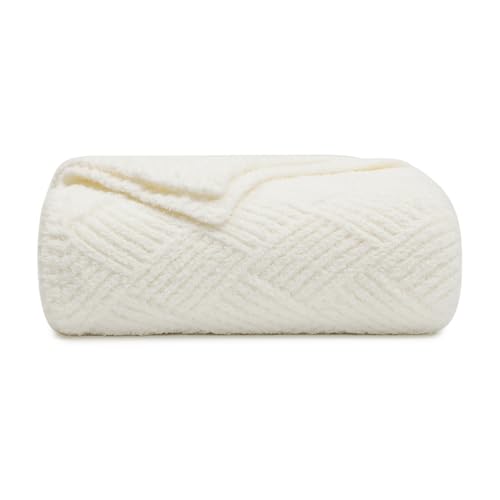 bearberry Super Soft & Fuzzy Minky Throw Blanket Lightweight All-Season - Diamond Stitch Plush Fleece for Couch, Bed, Sofa | Machine Washable Cozy Gift for Women, Men, Home(Cream, 50”x60”) - color: Argyle Knit Cream, size: Throw(50″x60″)
