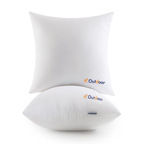 MIULEE Pack of 2 18x18 Outdoor Waterproof Throw Pillow Inserts, Decorative Water-Resistant Pillow Cushion for Patio Garden - size: 18x18 Inch (Pack of 2)