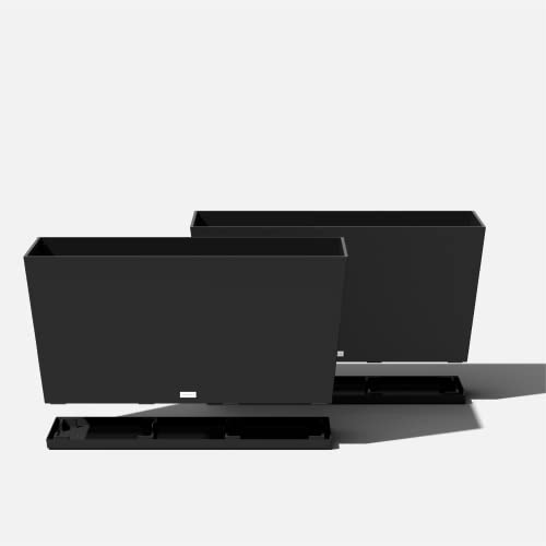 Veradek Midori Long Trough Planter (Black, 39 inch - 2 Pack with 2 Saucer Trays) - color: Black, size: 39 inch - 2 pack with saucers
