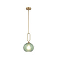 Green Glass Pendant Light Modern Globe Pendant Lighting Nordic Ribbed Gold Ceiling Hanging Chandelier with Brushed Brass Adjustable Rods Dining Room Kitchen Island Light Fixture - color: Gold-Green