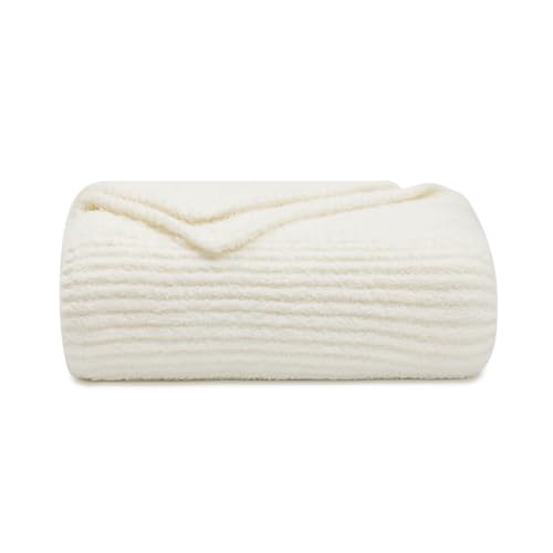 bearberry Soft Rib Knit Blanket Thin Warm & Breathable - Snuggly Minky Throw for Everyday Use, Travel, Chair | All-Season Machine Washable for Couches, Gifts, Family (Cream, 50”x60”) - color: Ribbed Knit Cream, size: Throw(50″x60″)
