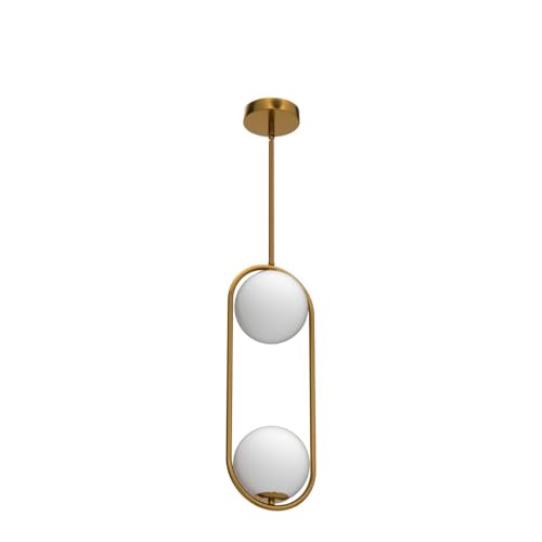 SeeU Modern Pendant Lighting Mid Century Globe Pendant Light Fixture Gold Pendant Chandelier Hanging Lighting Fixture with White Globe Glass Lampshade for Kitchen Island Dining Room Bedroom - color: Gold