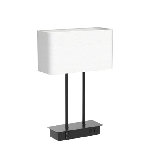 Bedside Touch Control Table Lamp with Dual USB Charging Ports 1 AC Outlet, 3 Way Dimmable Modern Nightstand Lamp with Cream Fabric Shade, Desk Lamp for Bedroom Living Room Office with 5000K LED Bulb - color: Cream
