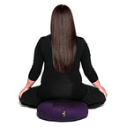 Hugger Mugger Zafu Meditation Cushion - Support in Cross-Legged Sitting, Buckwheat Filled, Durable Fabric, Convenient Handle, Handmade in USA - color: Plum