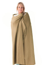 Fishers Finery 100% Pure Cashmere Fringe Throw, 445 GSM Weight, with Gift Box (Sand) - color: Warm Sand
