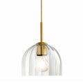 Modern Pendant Light Kitchen Island, Nordic Boho Dome Chandelier, 7.86" Bell Lamp Shape Hanging Ceiling Lighting Fixture with Clear Striped Glass Lampshade Dining Room - color: Clear, size: 20CM