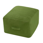 MeMoreCool Square Stuffed Pouf Ottoman Foot Rest, Floor Pouf Foot Stool with Foam Chunk Filling, Soft Stuffed Ottoman Footrest for Living Room, Green - color: Striped Green