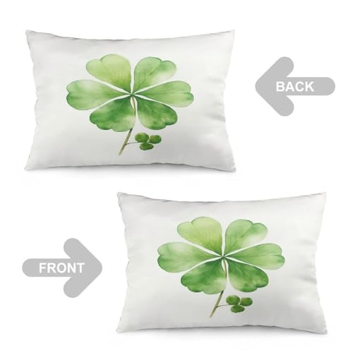 Pillows Cover Watercolor Green Lucky Clover Super Soft Pillowcase Cushion Cover 12 "x20 Patrick's Day Spring Throw Pillow Cover Rectangle Two Sides Printed for Bedding Couch Sofa Home Gift - color: Pattern-4, size: 20" x 12" (Pack of 1)