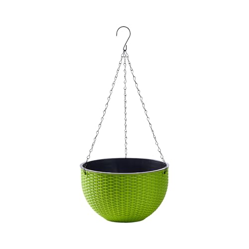 Rattan Styles Hanging Planter Flower Pots Hanging Basket for Indoor Outdoor Plant Home Garden Balcony Decoration - color: Green