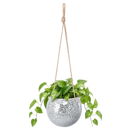 Hanging Planter Mosaic Garden Pot Small Flower Pot for Indoor Plant Disco Ball Hanging Planter with Drainage Sliver - color: Silver