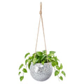 Hanging Planter Mosaic Garden Pot Small Flower Pot for Indoor Plant Disco Ball Hanging Planter with Drainage Sliver - color: Silver