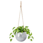 Hanging Planter Mosaic Garden Pot Small Flower Pot for Indoor Plant Disco Ball Hanging Planter with Drainage Sliver - color: Silver