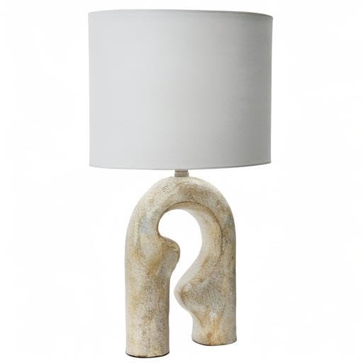 Creative Co-Op Modern Abstract Sculptural Table Lamp with Drum Shade, Distressed Natural - color: Natural