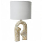 Creative Co-Op Modern Abstract Sculptural Table Lamp with Drum Shade, Distressed Natural - color: Natural