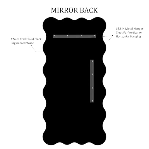 Kelly Miller 24x48 Inch Gold Scalloped Mirror, Large Rectangular Wavy Edge Bathroom Vanity Wall Mirror Decorative for Bedroom Living Room Entryway Fireplace Mantle - size: 48"L x 24"W