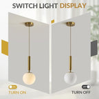 BOKT Mid Century Modern Gold Globe Pendant Light Milk White Opal Glass Pendant Light 1 Light Farmhouse Brushed Brass Mini Hanging Pendant Lights Kitchen Island for Bathroom Bedroom Hallway (Gold) - color: Gold