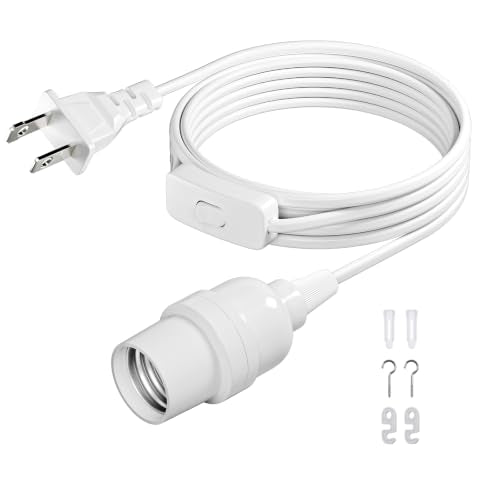 DiCUNO Hanging Lantern Extension Cord Cable, E26 Pendant Light Socket On Off Inline Cord Switch Control Lamp, Switch Close to Polarized Plug, 6.6 Feet (2M), White, 1-Pack - style: 6.6ft - White
