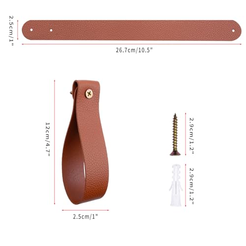 Curtain Rod Holders,Set of 8 Leather Curtain Rod Brackets with Screws,PU Curtain Rod Hangers Stylish Brown Leather Straps Hooks for Wall Pole Macrame Boho Art Décor, CH-005 - color: Brown