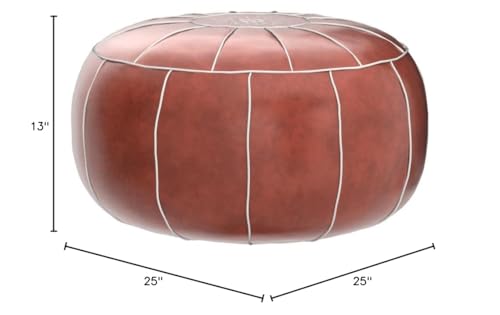Decorative Pouf Foot Stool Round Unstuffed Leather Ottoman Cushion Storage seat or for Resting Your Feet on, Floor Chair Foot Living Room Bedroom Kids Room and Wedding (Rust) - color: Rust