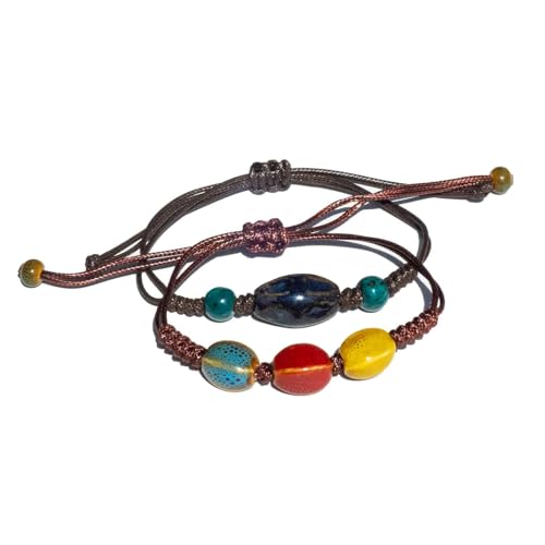 Handmade Green Boho Bracelets for Women, Bohemian Ceramic Beads Bracelets for Friends, Trendy Porcelain Stone Beaded Bracelets for Sisters - color: Multi and Green