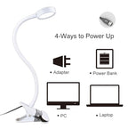 LEPOWER Clip on Light/Reading Lights/Book Light Color Changeable/Night Lights Clip on for Desk, Bed Headboard and Computers, Adapter Included (White) - color: White
