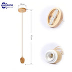 Wooden Lamp Base and Canopy 2-Pack, Modern Geometric & Cylinder Pendant Light Holder with Golden Cord, E26/E27 Socket, Ceiling Fixture Not Included (Square)